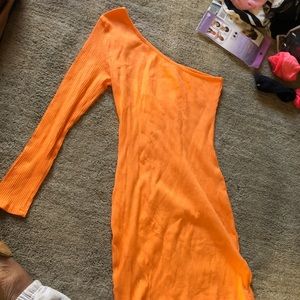 Orange one shoulder dress